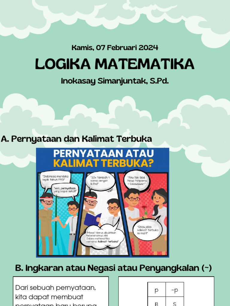 Konsep Dasar Logika Matematika | PDF | Seni & Disiplin Bahasa | Metode ...