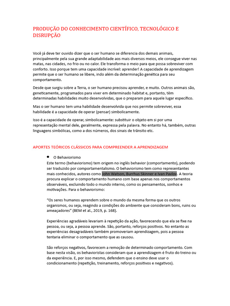 Produção Do Conhecimento Científico | PDF | Aprendizado | Pensamento