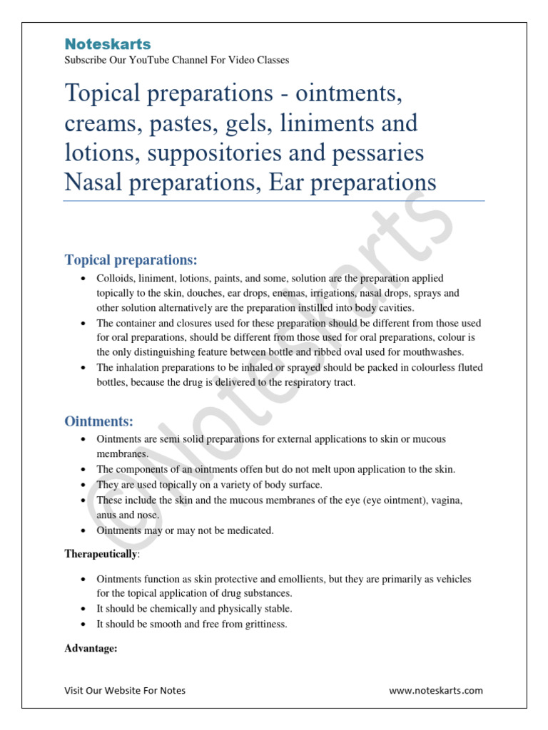 Topical Preparations in Pharmaceutics | PDF | Topical Medication ...