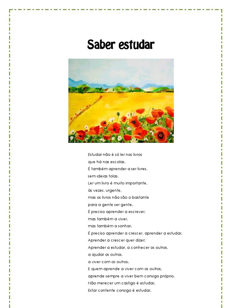 Poesia sobre aprender a estudar | PDF