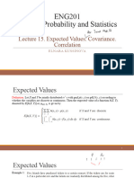 Lecture 15 Expected Values For Join PD. Covariance and Correlation