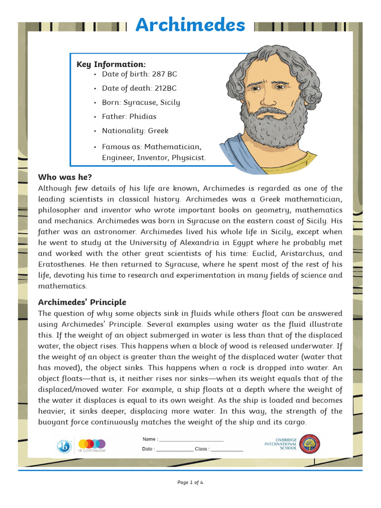 Archimedes Mathematician Information