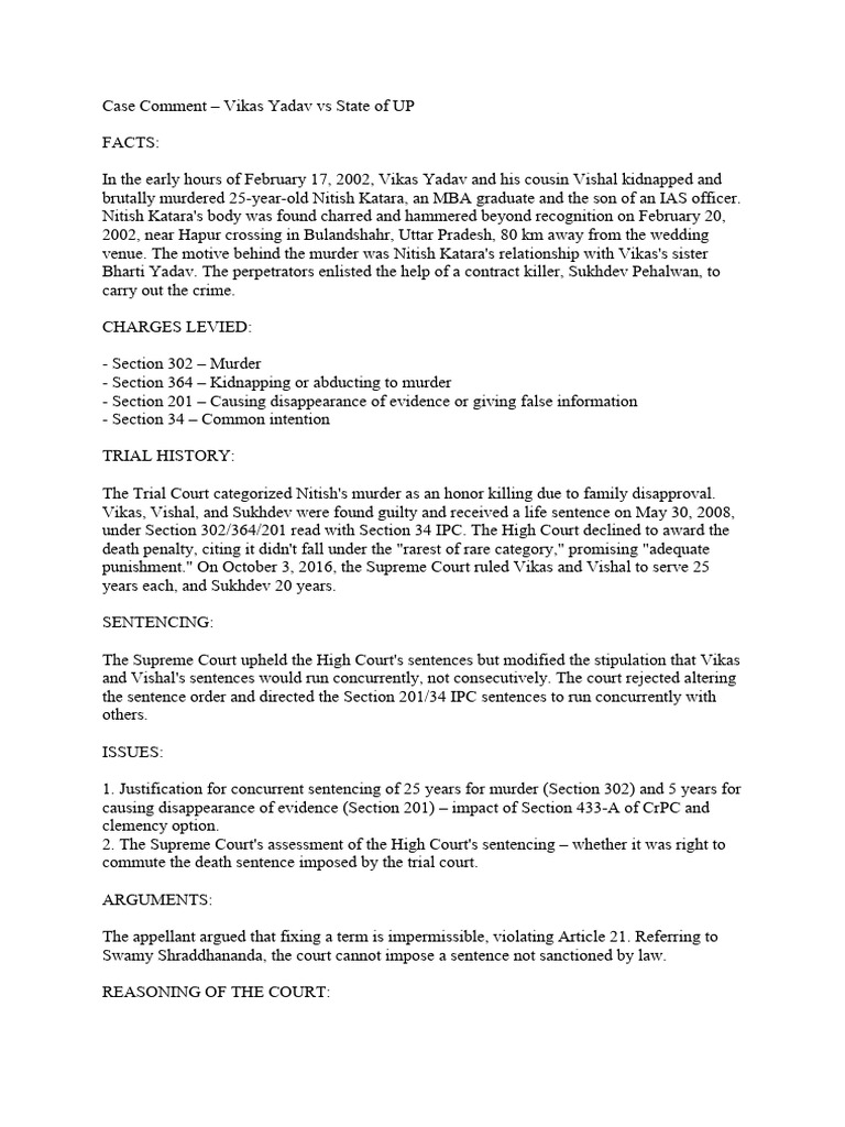 case comment - vikas yadav vs state of up (1) | PDF | Criminology ...