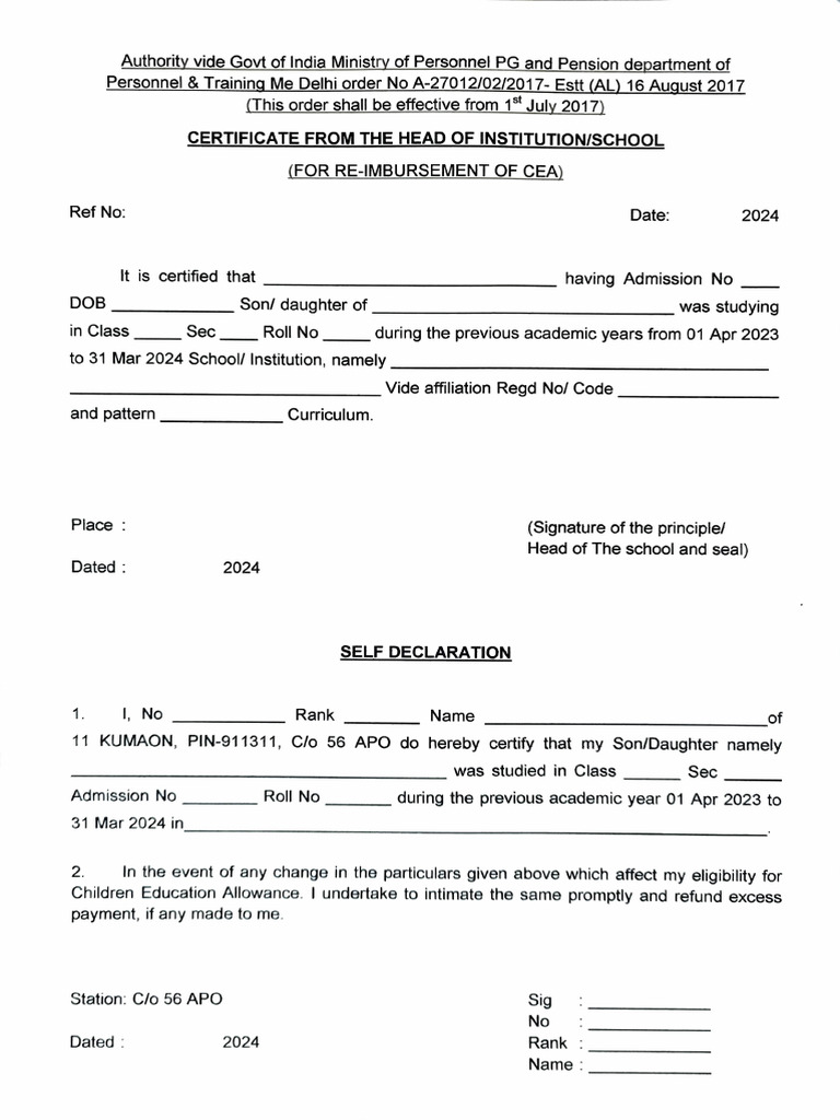 Cea form pdf