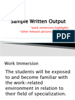 Sample Written Output For Work Immersion