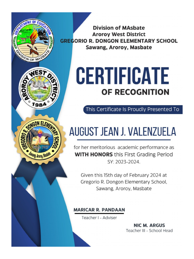 2nd Quarter CERTIFICATE | PDF