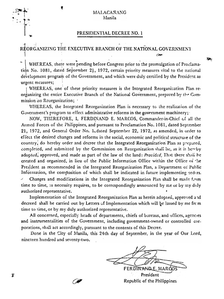 Integrated Reorganization Plan of 1972 | PDF