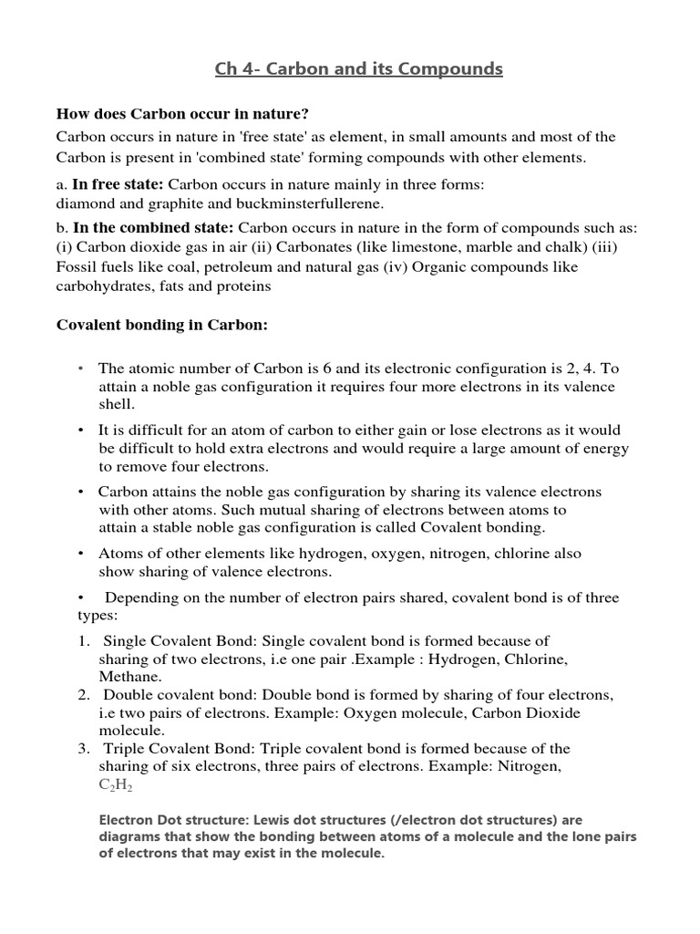 Carbon Compounds and Covalent Bonding | PDF | Chemical Bond | Carbon