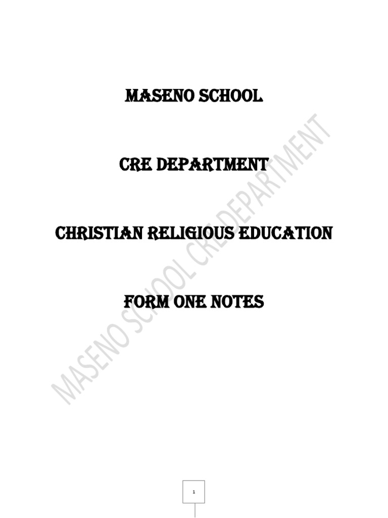 Maseno School CRE Form 1 Notes | PDF | Covenant (Biblical) | Moses