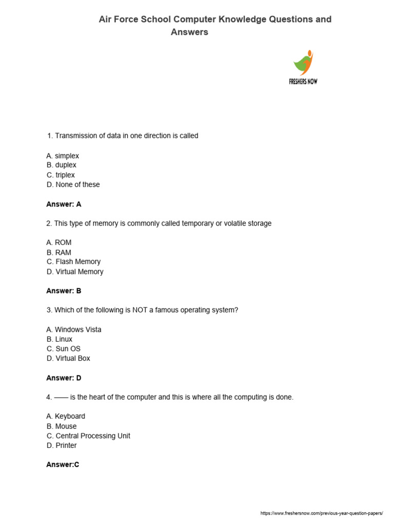 Air Force Computer Knowledge Quiz | PDF | Computer Data Storage | Bit