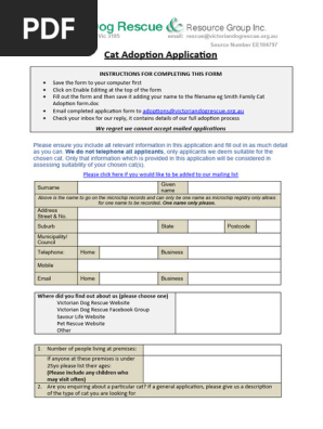 Cat Adoption Form