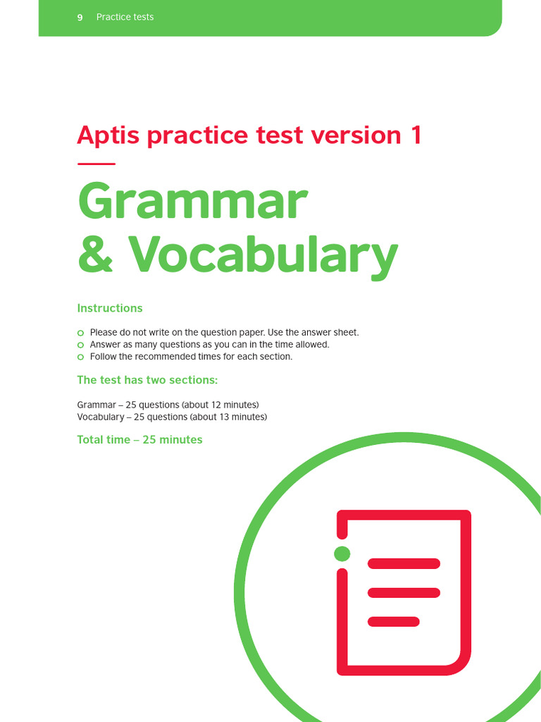 Aptis General Practice Book 1 | PDF