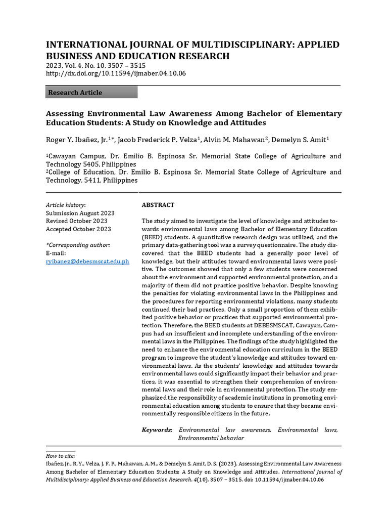 assessing-environmental-law-awareness-among-bachelor-of-elementary
