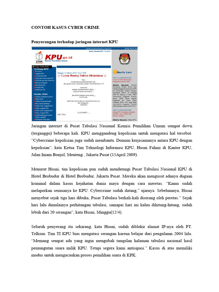 Contoh Kasus Cyber Crime di Indonesia | PDF | Komputer