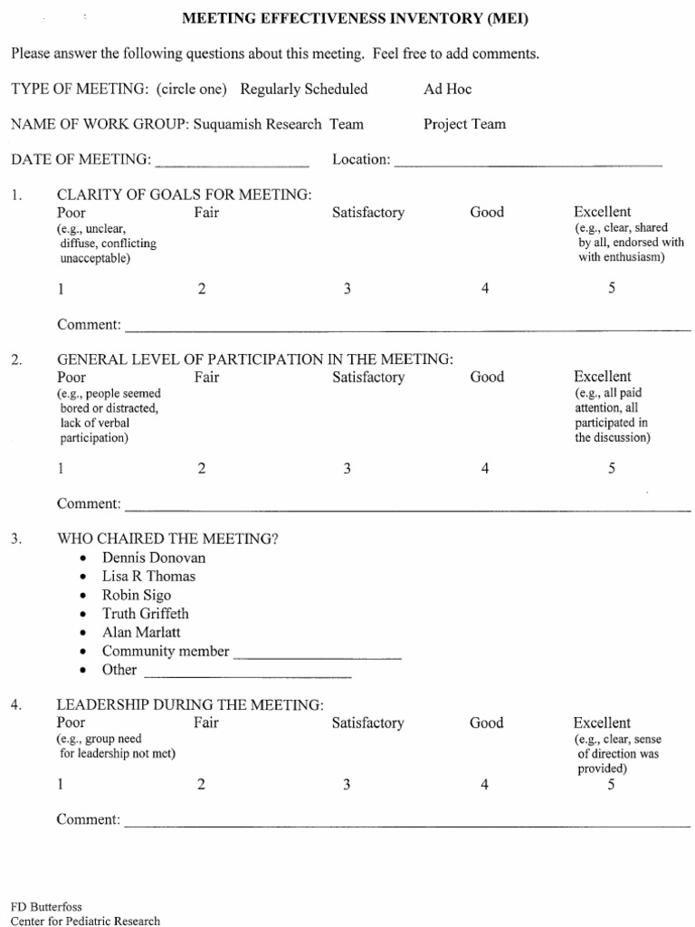 Meeting Effectiveness Inventory | PDF