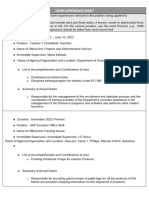 Cs Form No. 212 Attachment - Work Experience Sheet