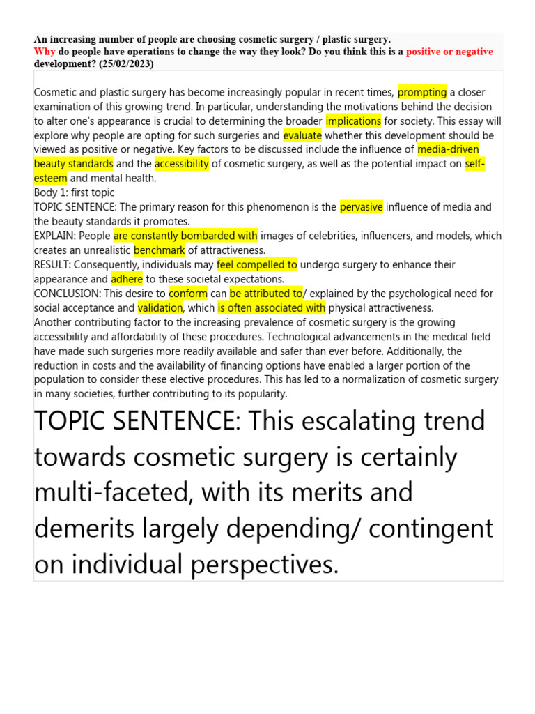 Cosmetic Surgery Pdf Surgery Plastic Surgery