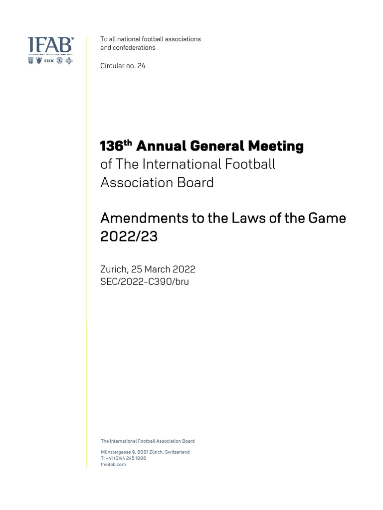 FIFA Circular 24 - 2022 - EN | PDF | Athletic Sports | Sports Rules And ...