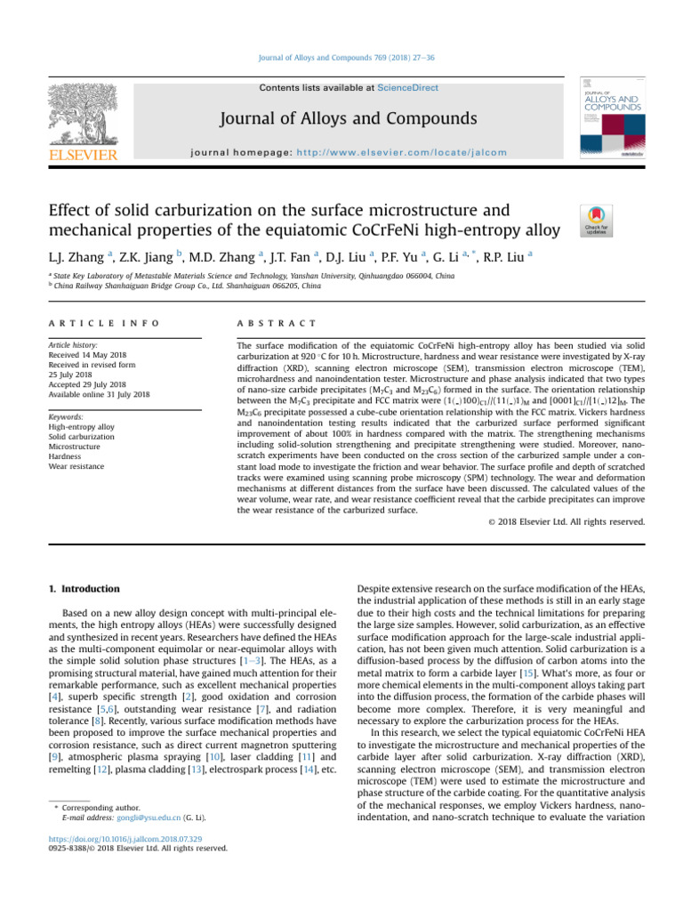 Effect of Solid Carburization On The Surface Microstructure and | PDF ...