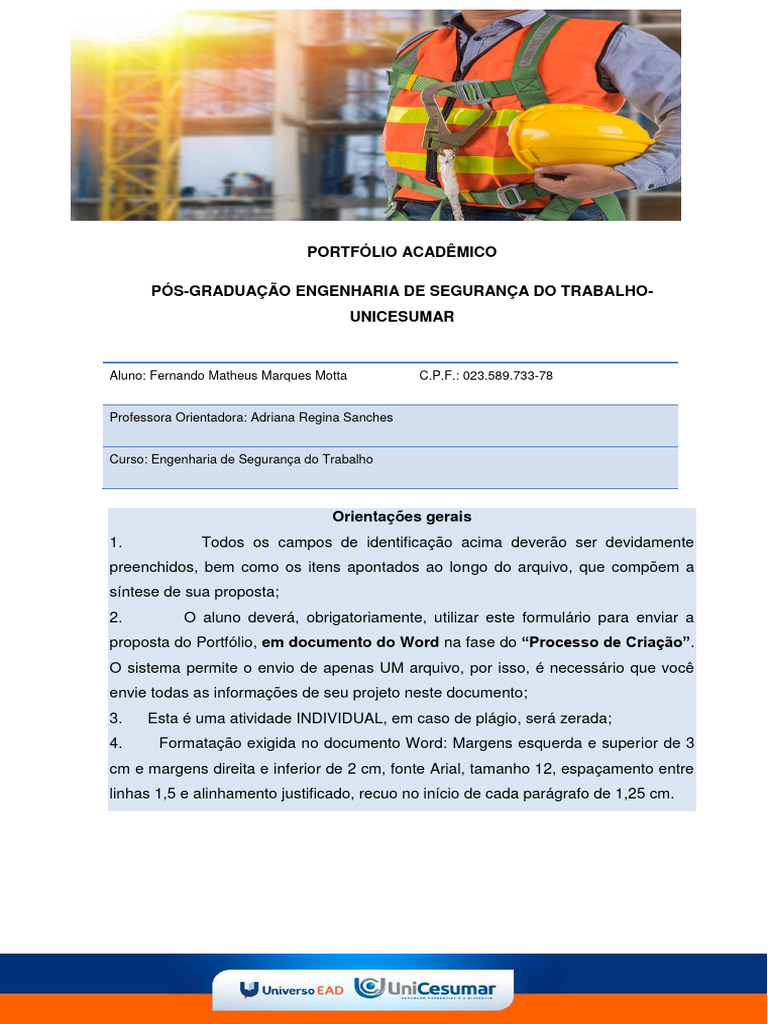 Portfólio - Engenharia de Segurança Do Trabalho | PDF | Engenharia ...
