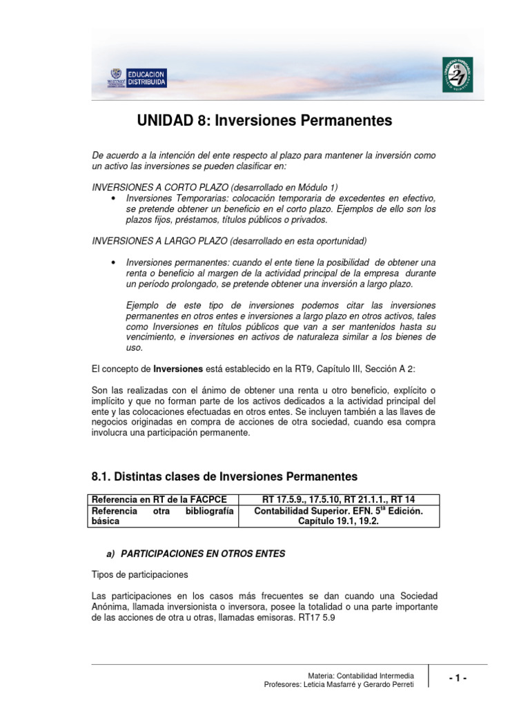 Inversiones Permanentes en Contabilidad | PDF | Contabilidad ...