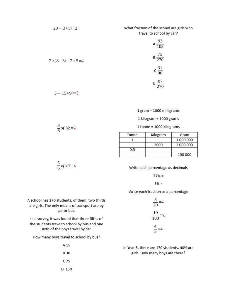 Math 1 | PDF | Kilogram | Numbers