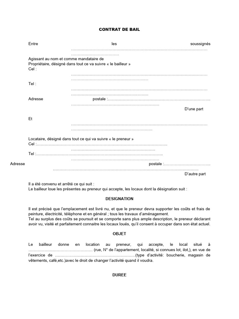 Modele de Contrat de Bail 2 | PDF | Technologie et ingénierie