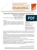 Implementation of Human Resource Management System in Preschool Educational Organizations