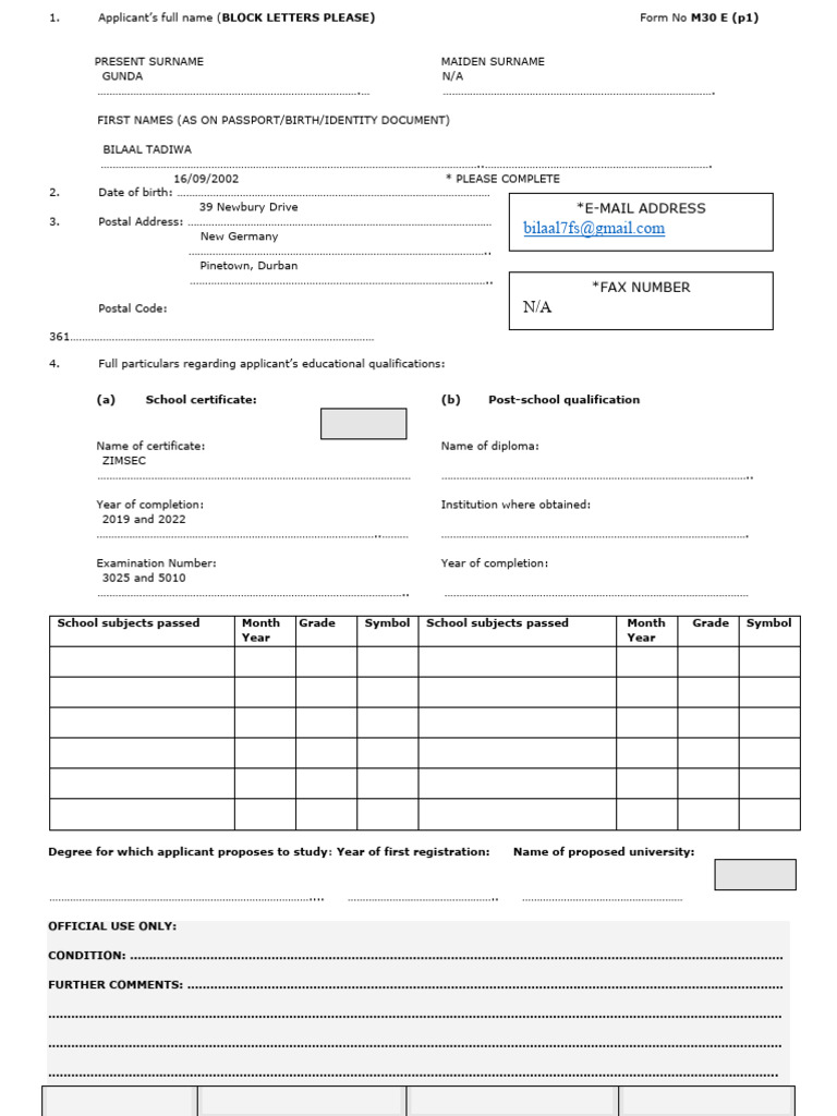 M30 Application for Degree Exemption | PDF