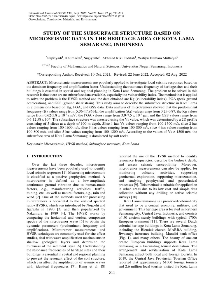 Subsurface Structure Analysis in Kota Lama | PDF | Seismology | Applied ...
