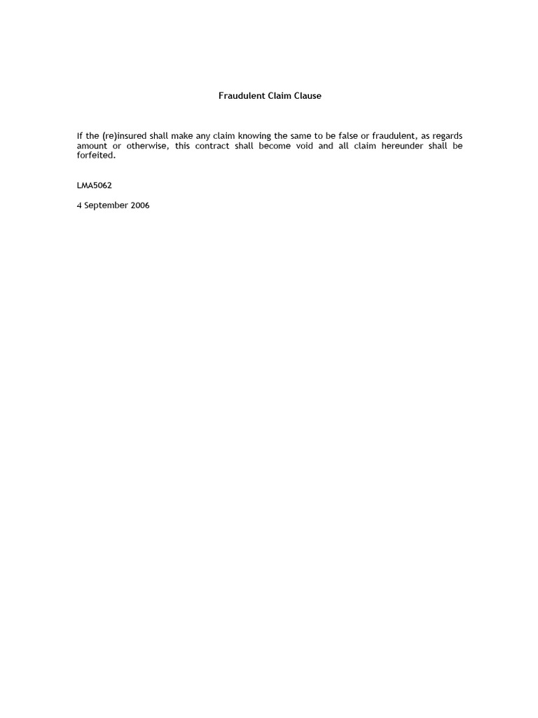Fraudulent Claim Clause Overview | PDF | Law