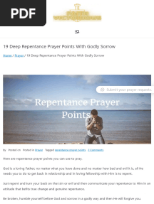 19 Deep Repentance Prayer Points With Godly Sorrow - Faith Victorious