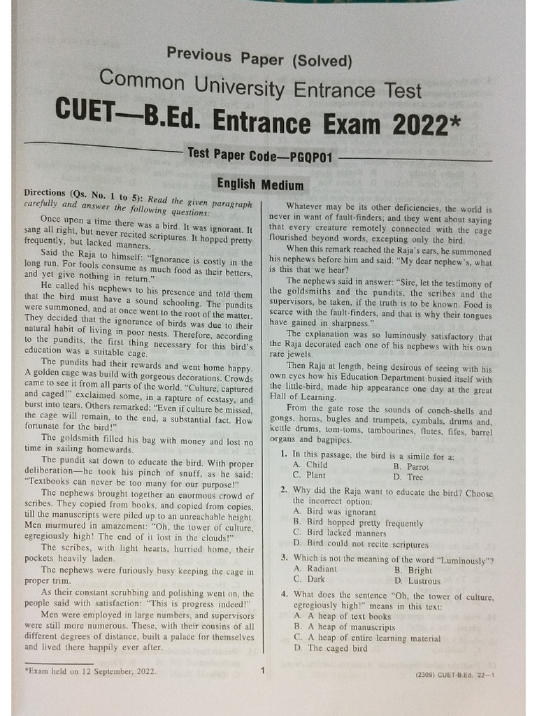 B. Ed 2021 Central Bed | PDF