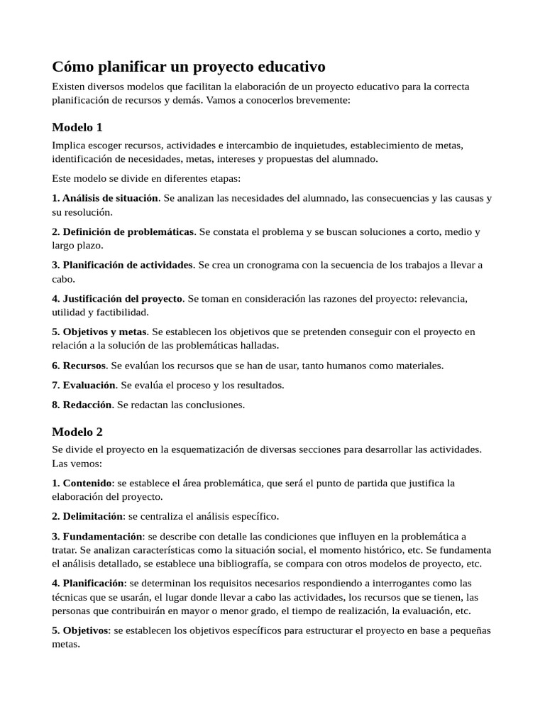 Pasos para elaborar un proyecto educativo | PDF | Planificación ...