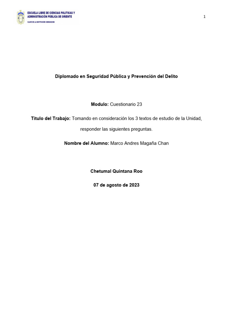 Actividad en Plataforma 07082023 Seguridad P y Prevencion Del Delito ...