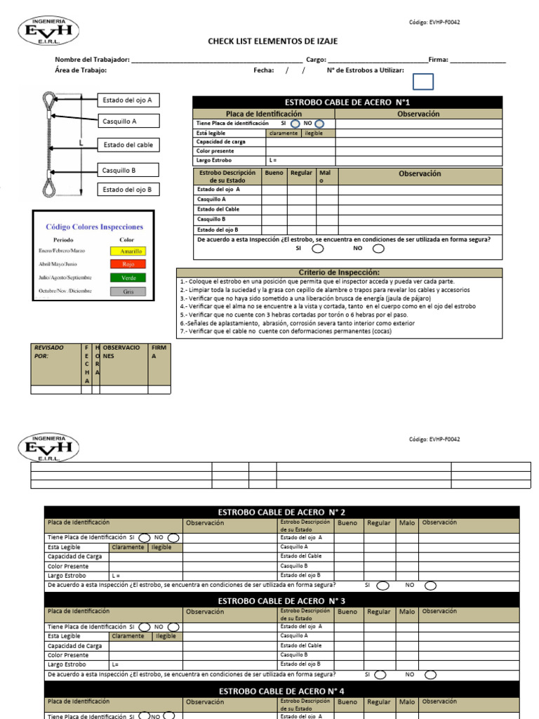 CHECK LIST Estrobo Cable de Acero | PDF | Bienes manufacturados ...