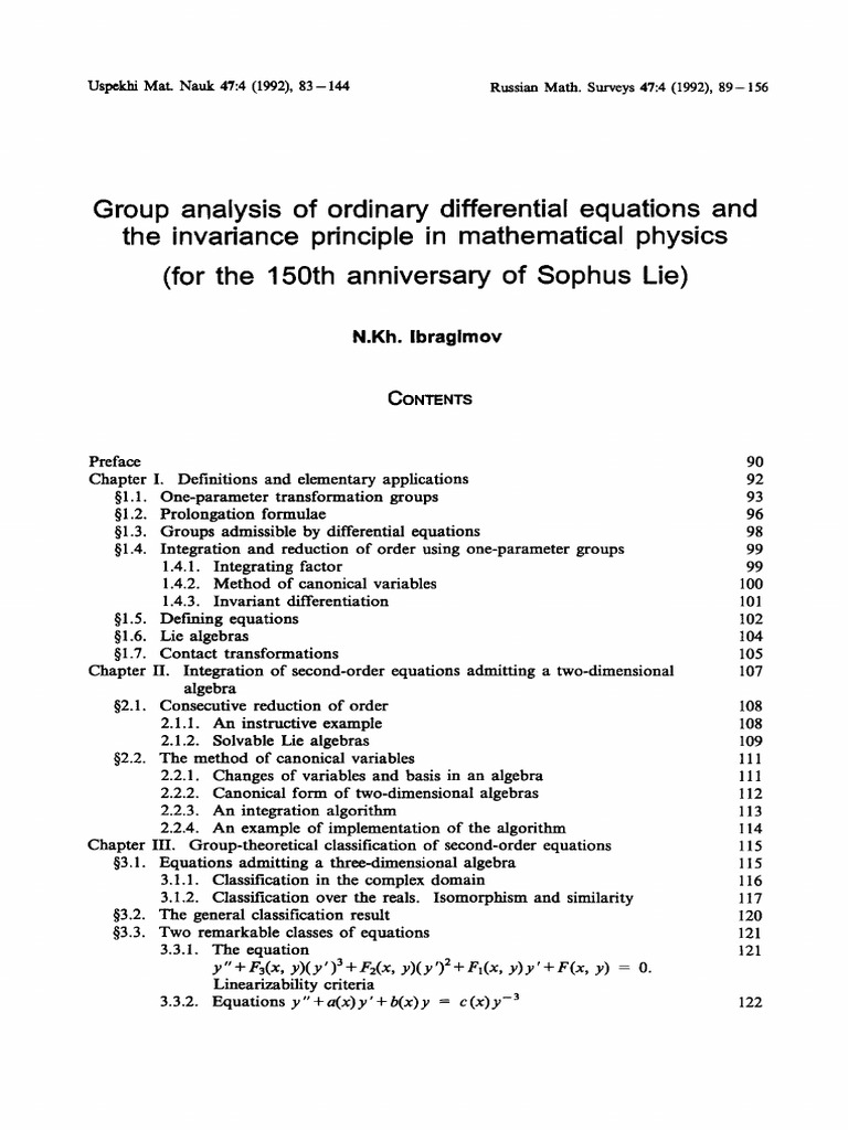 Group Analysis of Differential Equations | PDF | Equations | Lie Algebra