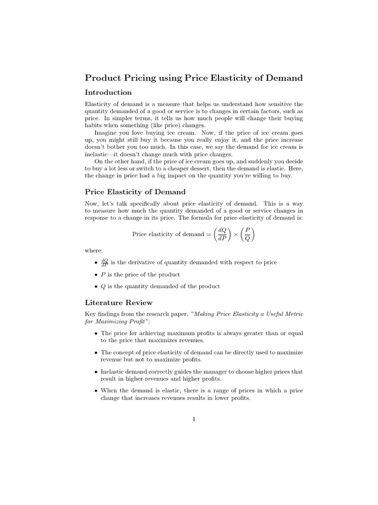 Dynamic Pricing and Demand Elasticity | PDF | Demand | Price Elasticity ...
