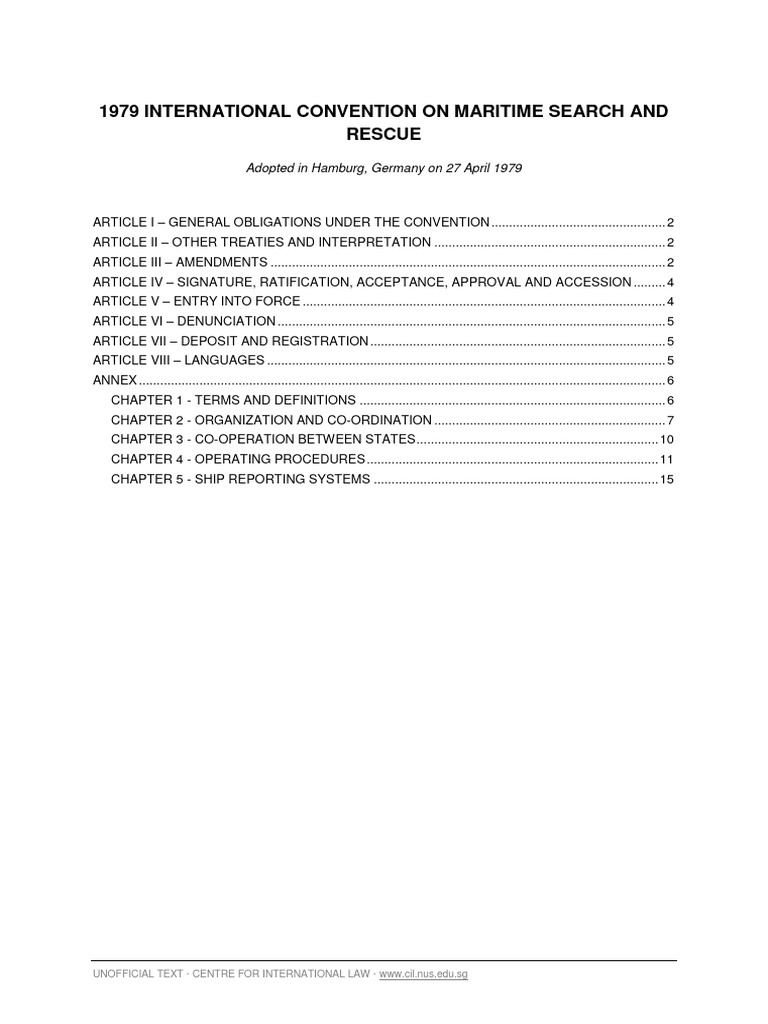 1979 International Convention On Maritime Search and Rescue 1 | PDF ...