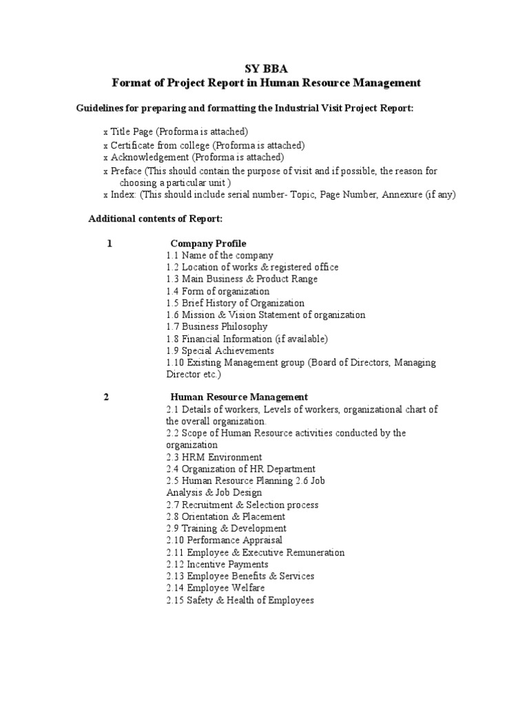 HRM Project Report Guidelines | PDF | Human Resource Management ...