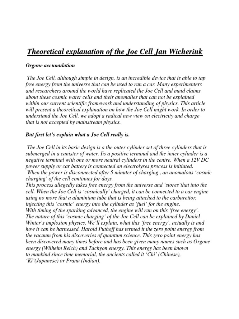 Implosion Joe Cell Plato Zero Point Energy | PDF | Electromagnetic ...