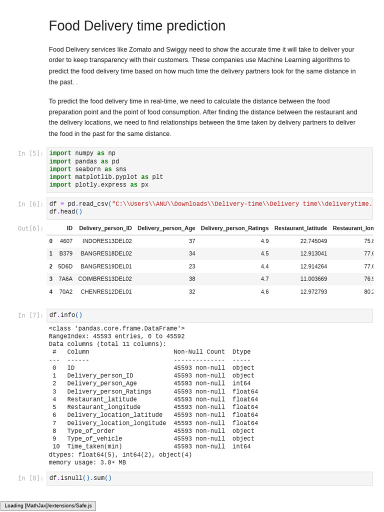 Food Delivery Time Prediction 1703681339 | PDF | Latitude | Longitude