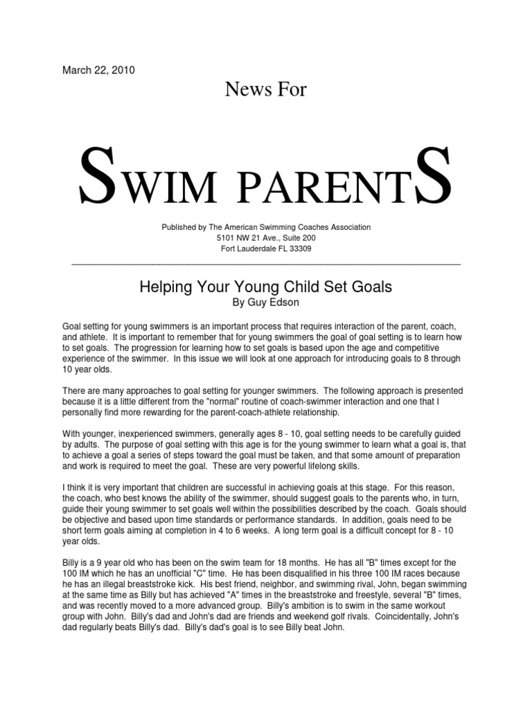 Goal Setting for Young Swimmers | PDF | Goal Setting | Swimming (Sport)