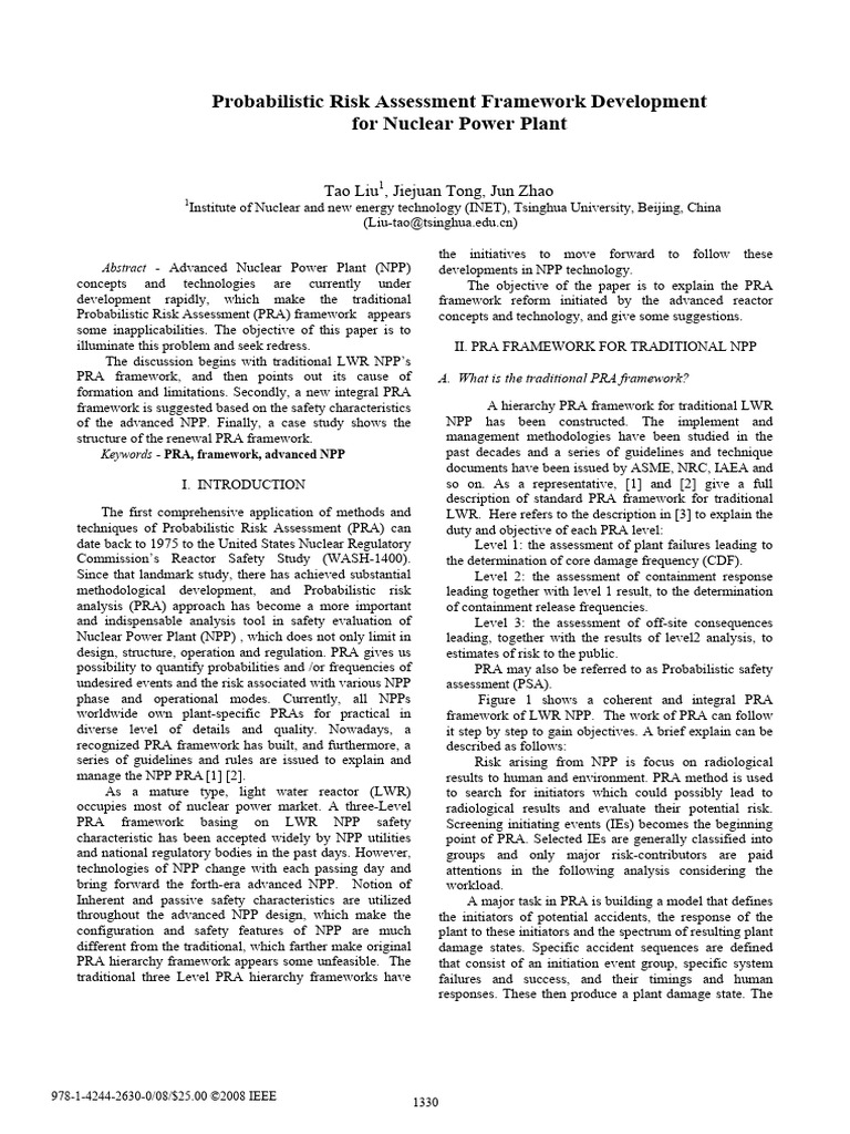 Reforming PRA for Advanced Nuclear Plants | PDF | Nuclear Power Plant ...