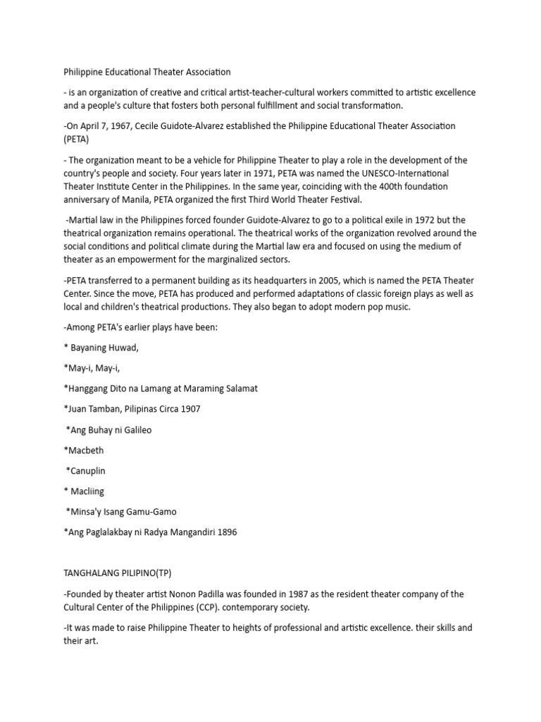 PETA: Transforming Philippine Theater | PDF | Theatre | Philippines