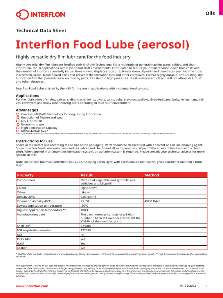 Interflon Food Lube G Sprühdose (500 ml) – Doone GmbH