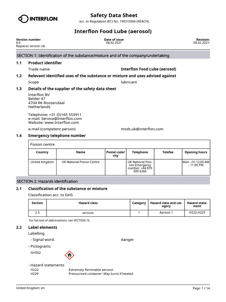 ROSADO MSDS 8374 SDS GB en Interflon Food Lube