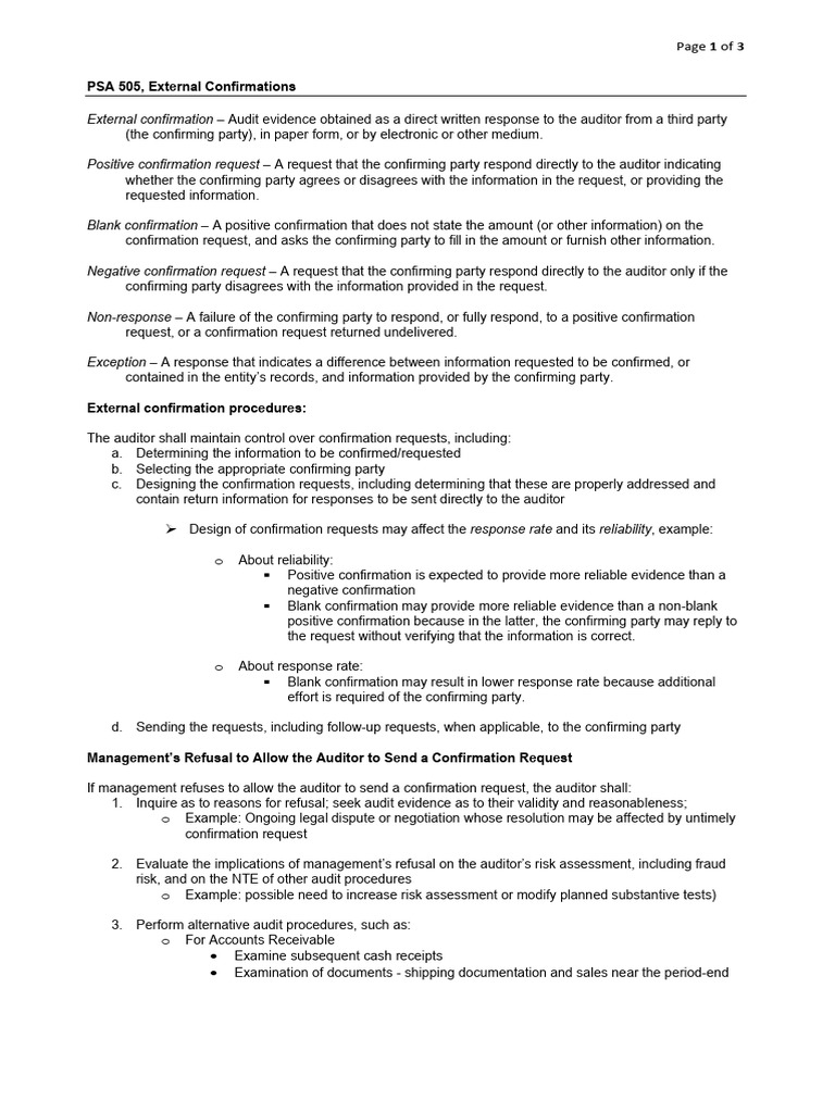 External Confirmation Audit Procedures | PDF | Audit | Business