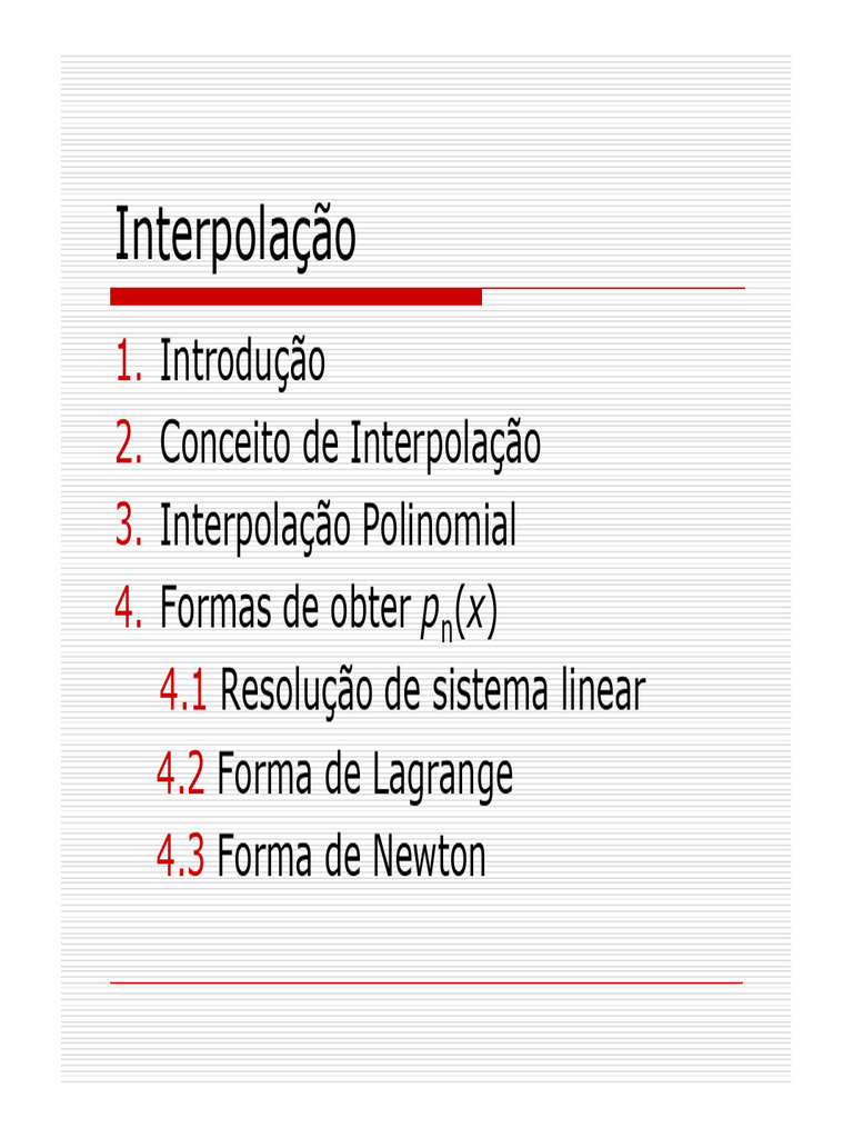 CN - Assunto04 - Interpolação | PDF | Função (Matemática) | Interpolação