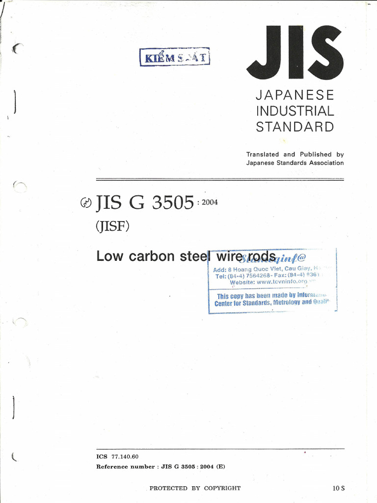 JIS - G-3505-2004 - Standard For Low Carbon Wire Rod | PDF